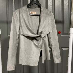 Philosophy neutral minimalist faux suede drapey zip moto jacket Size XS